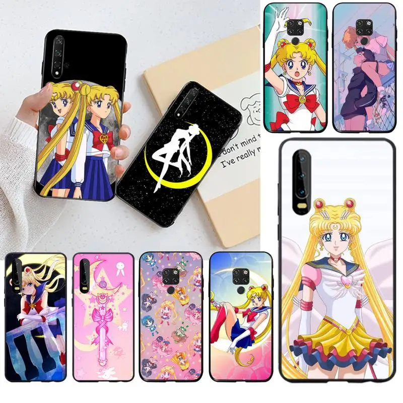 HPCHCJHM kawaii аниме Сейлор Мун мягкий черный чехол для телефона Huawei P40 P30 P20 lite Pro Mate 30 20 P
