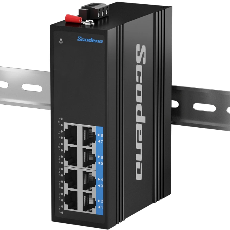 8-портовый гигабитный промышленный сетевой коммутатор Ethernet Немагнитный DIN-рейка