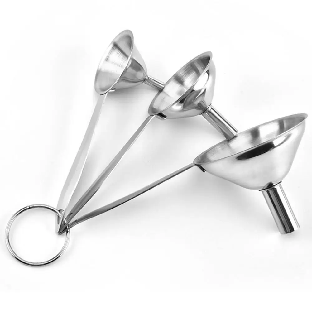 Silver 3 шт./компл. Малый рот воронки барный винный фляжная Воронка мини из нержавеющей стали для наполнения фляги узкие бутылки с заостренным наконечником кухня Gadge - Цвет: Silver
