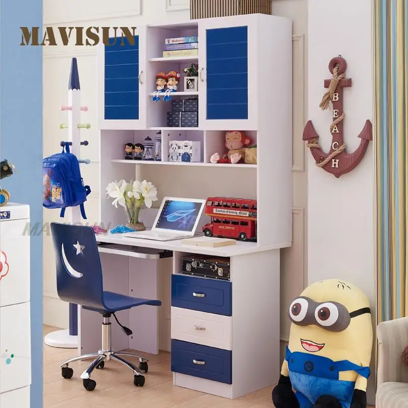 Nordic Simple Children's Writing Table Office Computer Desktop Student Study Desk Minimalist Desk With Bookshelf Furniture Set