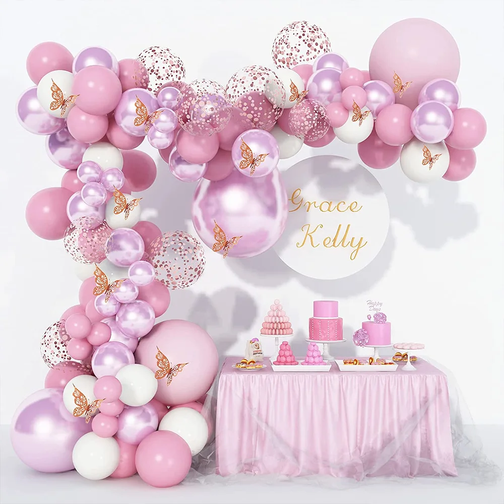 

Набор воздушных шаров Macaron Baby Shower, набор гирлянд, розовые, золотые бабочки, металлические, розовые, фиолетовые воздушные шары, декор для дня рождения, свадьбы, вечеринки