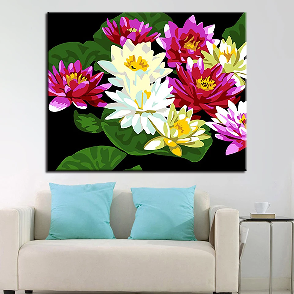 

Summer lotus DIY Painting By Numbers Kits Calligraphy Painting Acrylic Paint By Number For Home Decoration A work of art