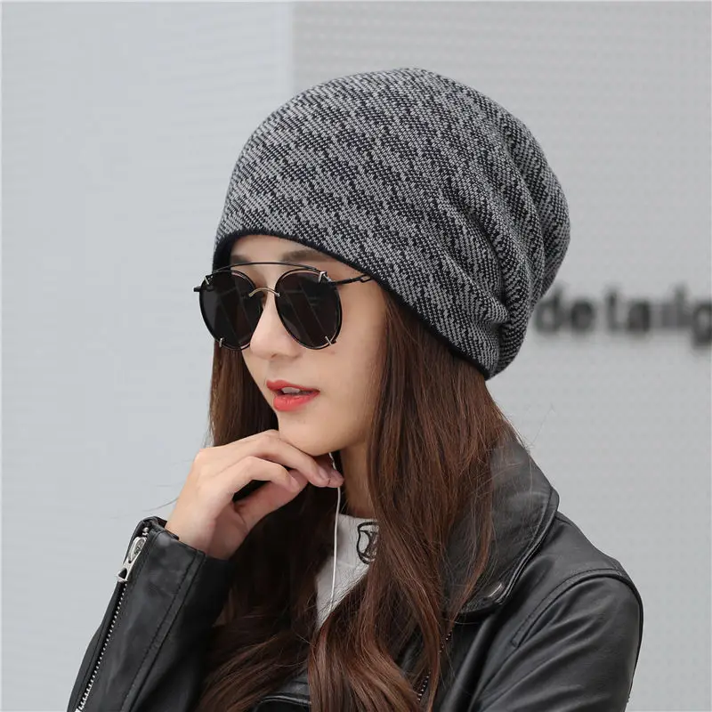 Dark gray Girita зимние женские головные уборы мусульманский Эластичный Тюрбан вязаные шерстяные кашемировые теплые шапочки с подкладкой Женская мода Bobble Лыжные шапки - Цвет: Dark gray