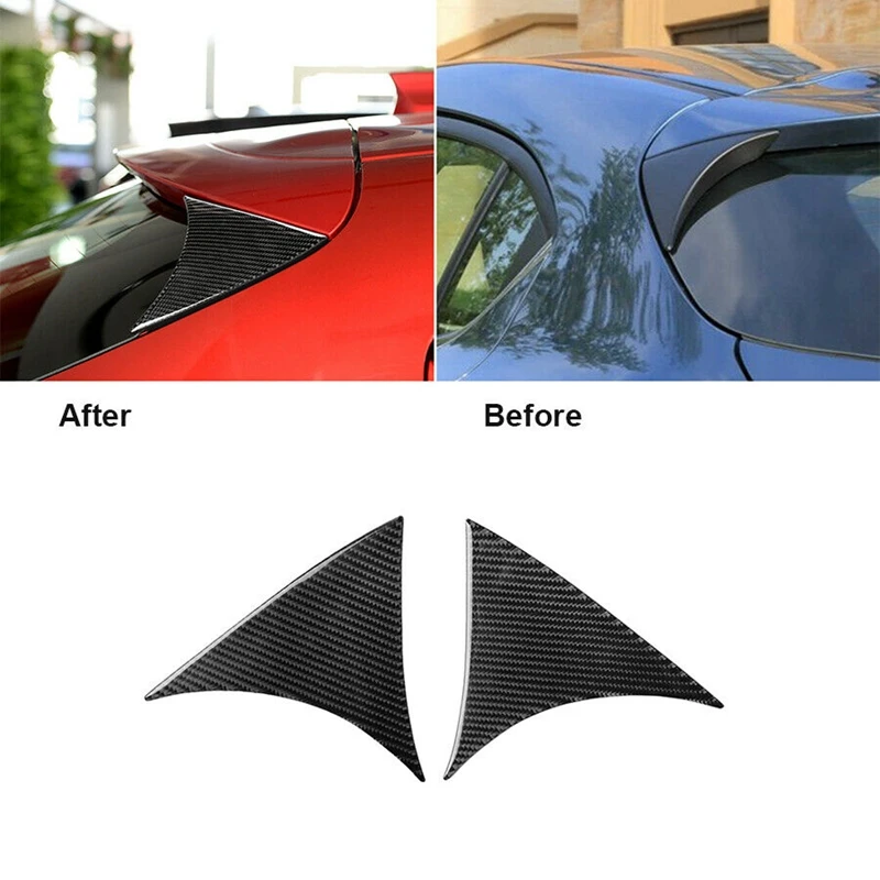 2Pcs Carbon Fiber Rear Window Spoiler Wing Trim for Mazda 3 Axela Hatchback 2014-18 | Автомобили и - Цена: 