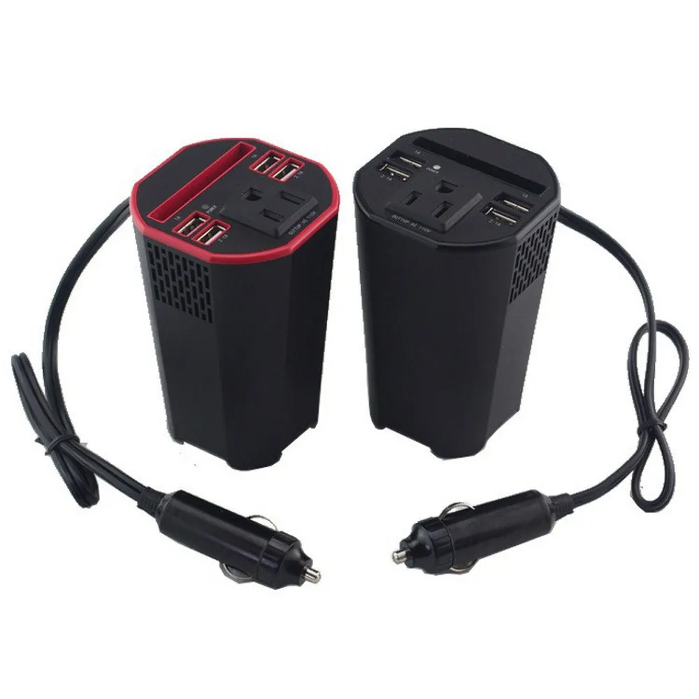 

Car Power Inverter 4 USB Inverter Cup type 300W DC12V To AC110V / 220V Voltage Converter With Card Digital Display Car Inverter