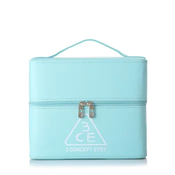 

Women Makeup Cases And Bags For Travel Organizer Large Capacity PU Leather Three-layer Flap Box Handbags Fashion Zipper Bags