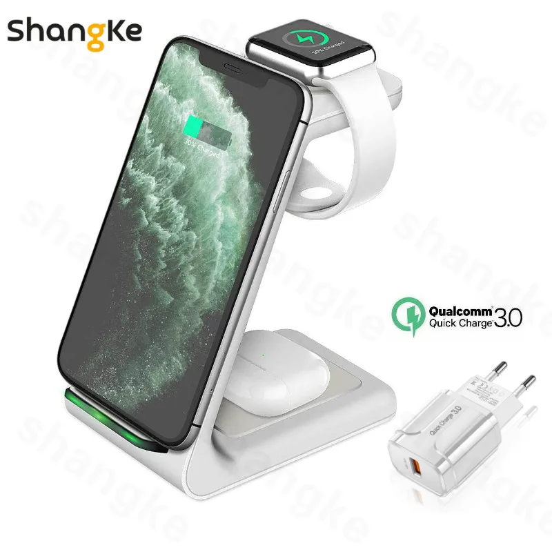 3 In 1 Wireless Charger  fast charging dock For Iphone 12 Pro 11 X Charger Apple Watch 5 4 3 2 Airpod2 Pro Wireless Charge Stand