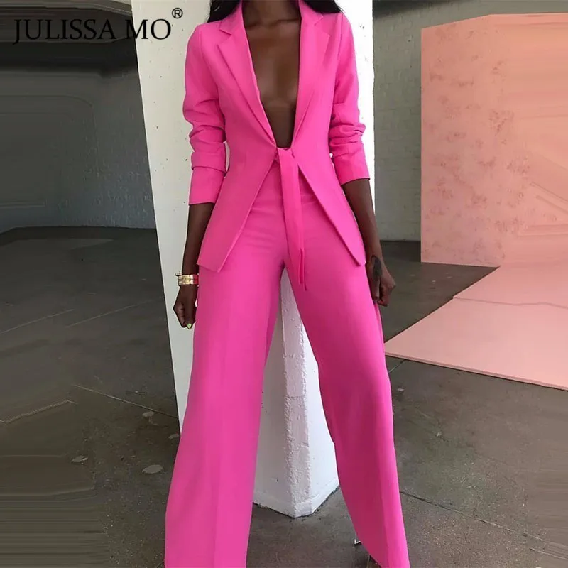 Julissa Mo Pink Kantor Wanita Blazer 