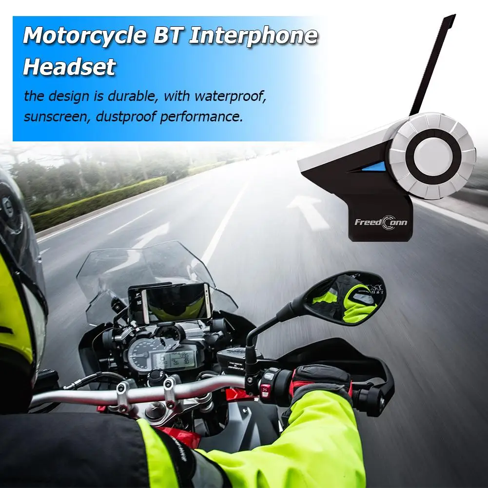 

Durable Motorcycle Helmet Intercom Wear-resistant FreedConn T-Rex Motorbike Helmet Headsets Dustproof 8 Riders Music Interphones