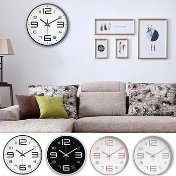 

Wall Clock 12 Inch Stylish Modern Silent Non-Ticking Round 3D Decorative Design for Home Office SER88
