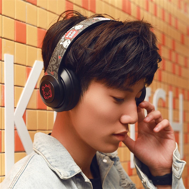 Беспроводные Bluetooth наушники, игровая гарнитура, стерео музыка, поддержка, цветной светодиодный микрофон, складная головная повязка, студийные наушники