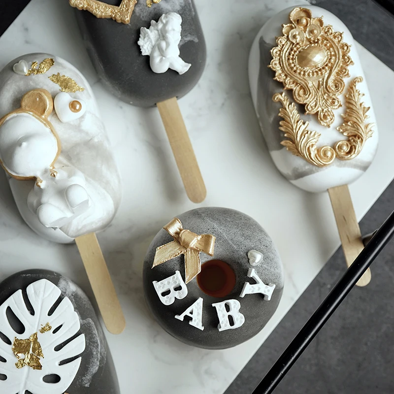 Мраморный имитационный пончик красный и золотой фондан реквизит для