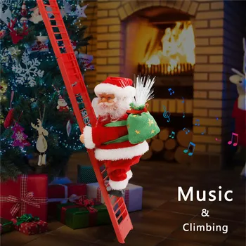 

Animated Musical Santa Claus Christmas Decoration Fashion Electric Climbing Ladder Up Tree Xmas Party Ornaments Festival Supply