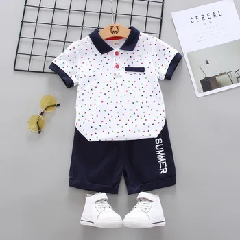 

ZWF134 Summer New Boy Clothing Baby Set Short Sleeve Clothes Children Cotton Character T-Shirt + Pants 2 Piece Boy Set