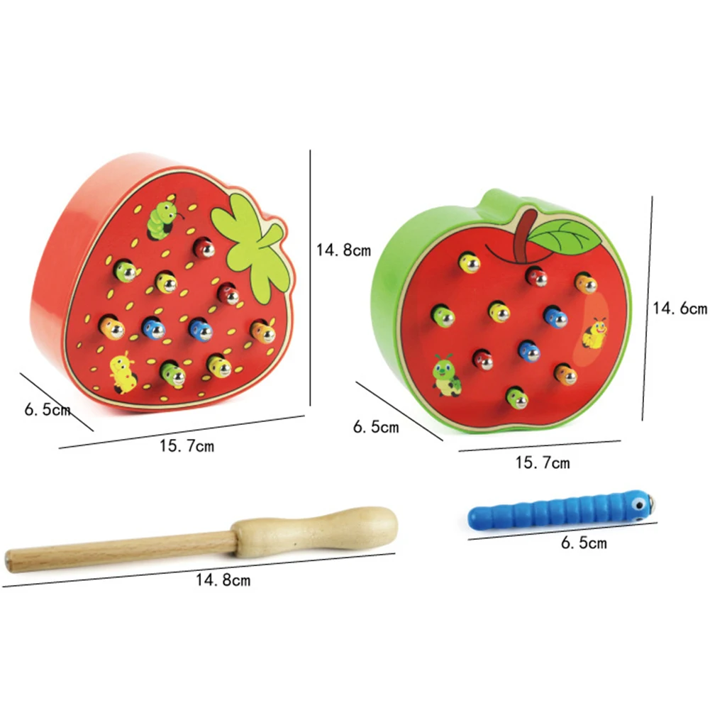 3D головоломка деревянные детские игрушки Раннее детство развивающие игрушки ловить червя Игра цвет Когнитивная клубника захватывающая способность забавная
