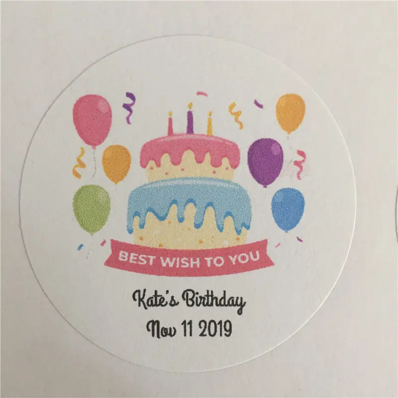 

100 Pieces Custom Child's Birthday Adheive Sticker Personalized Gift Seals Decoration Round Labels