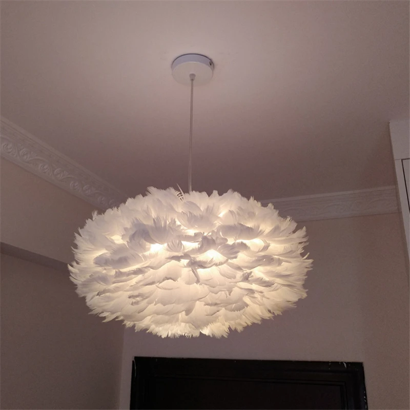 Современный подвесной светильник D45CM D55CM с перьями, скандинавский подвесной светильник, светодиодный подвесной светильник, винтажный Лофт, домашний декор, Светильники для спальни, кухни