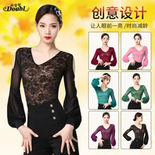 Cheap DOUBL New v-neck Dance Jacket Latin Dance Tops Women Long Sleeve Body Practise Suit Performance Yoga Cloths Social Female Cheap DOUBL New v-neck Dance Jacket Latin Dance Tops Women Long Sleeve Body Practise Suit Performance Yoga Cloths Social Female