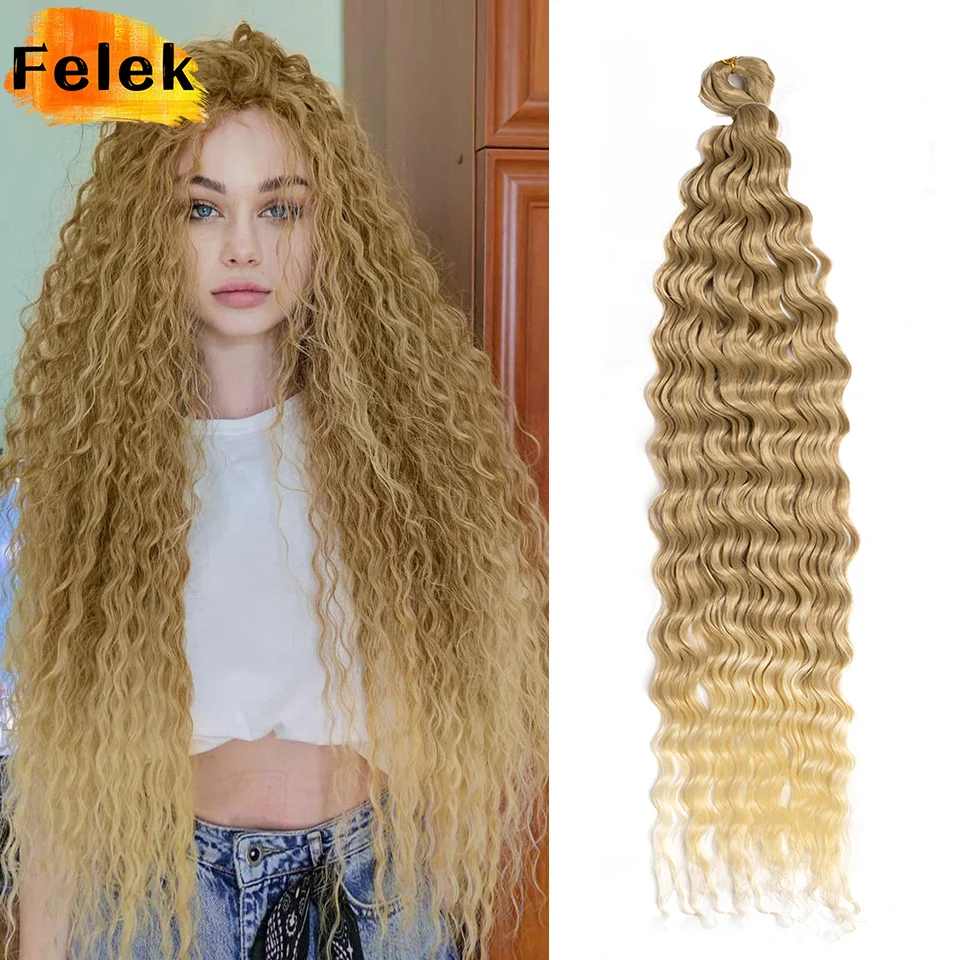 

Deep Water Wave Twist Crochet Hair Crochet Braid Ombre Braiding Hair Extensions Synthetic Afro Curls For Women Low Tempreture