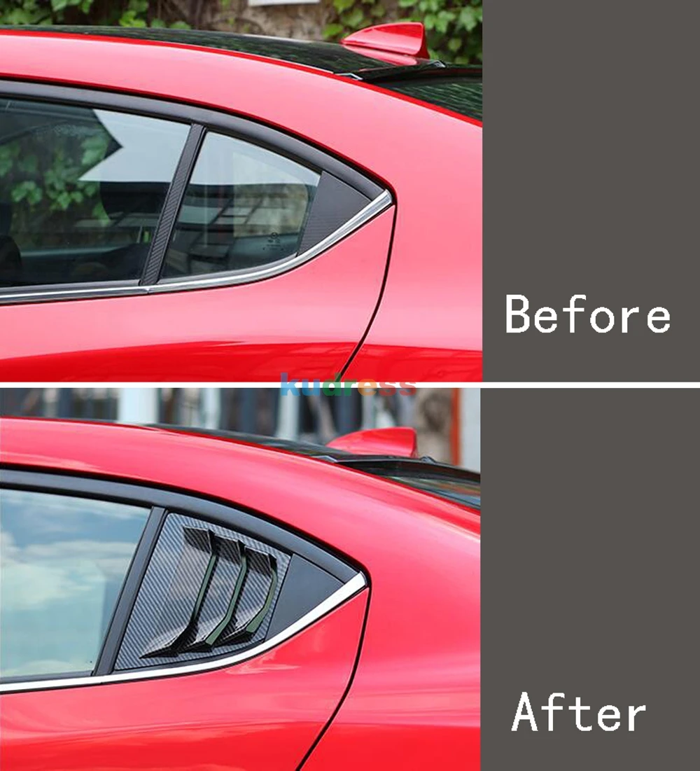 Для Mazda 3 M3 Axela углеродное волокно задняя четверть окна боковые жалюзи автомобиля заднего стекла жалюзи совок крышка отделка Стайлинг