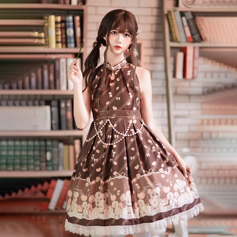 

Kawaii Fashion Lolita Dress Jsk Sleeveless Vintage Summer Japanese Halter Dresses For Women Lolitas Elegance Sweet Girls Gothic