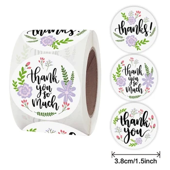 

500pcs/roll Floral Thank You Sticker Seal Labels Christmas Gift Decoration Sticker for Package Stationery Sticker Sealing Labels