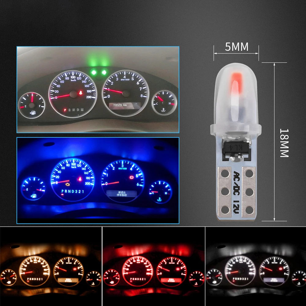 10 шт., светодиодные лампы T5 для приборной панели автомобиля | AliExpress