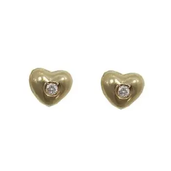 

Earrings for baby in yellow gold and heart shaped diamonds