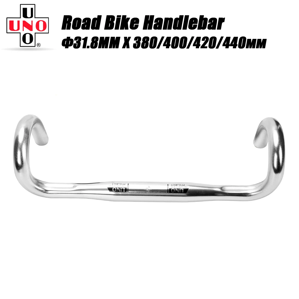 

UNO Bent Bar 31.8 Racing Road Bike Handlebar Silver 380/400/420/440mm Road Drop Bar Aluminum Bicycle Handles UNO Handlebar