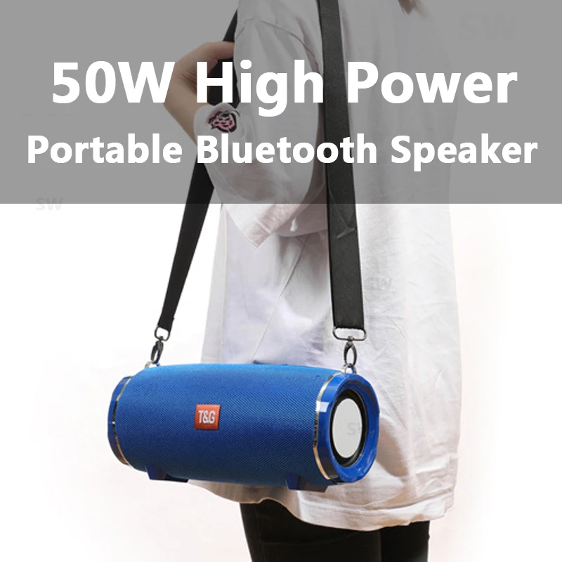 50W High Power Bluetooth Speaker TG187 Waterproof Portable Column For PC Computer Speakers Subwoofer Boom Box Music Center FM TF 2