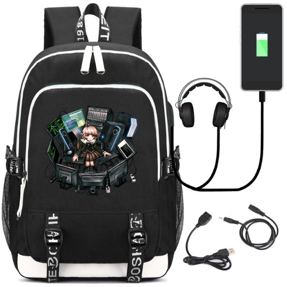 Style 17 Dangan Ronpa Danganronpa monokuma рюкзак с зарядкой через USB для подростков, школьные сумки, дорожная сумка для ноутбука через плечо - Цвет: Style 17