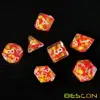 Bescon Firey Pearl Polyhedral Dice Set, Fire Pearl Poly RPG Dice set of 7 2
