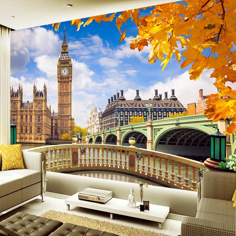 

Drop Shipping Custom Mural Wallpaper London Big Ben Building Landscape 3D TV Background Photo Wall Paper Home Decor Painting