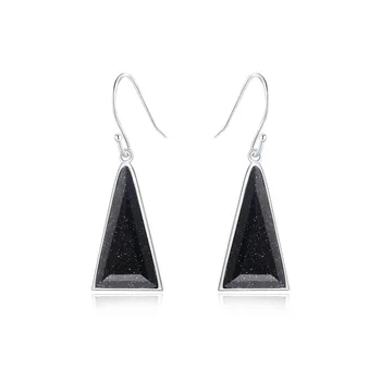 

Fashion Ethnic 925 Sterling Silver Natural Blue Sand Aventurine Gemstone Drop Dangle Hook Earrings Fine Jewelry Wholesale