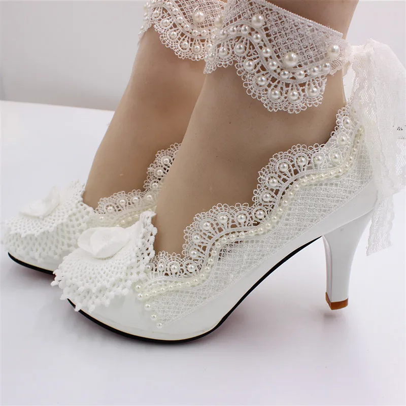 Lace wedding shoes 2020 new high-heeled bridal shoes White wedding