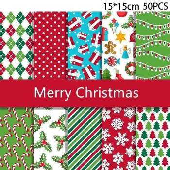 

Square Cotton Fabrics Patchwork 50PCS Christmas Series Cloth Small Floral