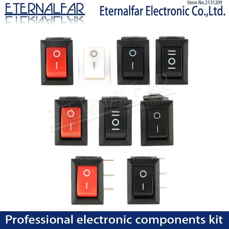 KCD11 101 кнопочный переключатель 10x15 мм SPST 2Pin 3Pin 3A 250В 6A защелкивающийся