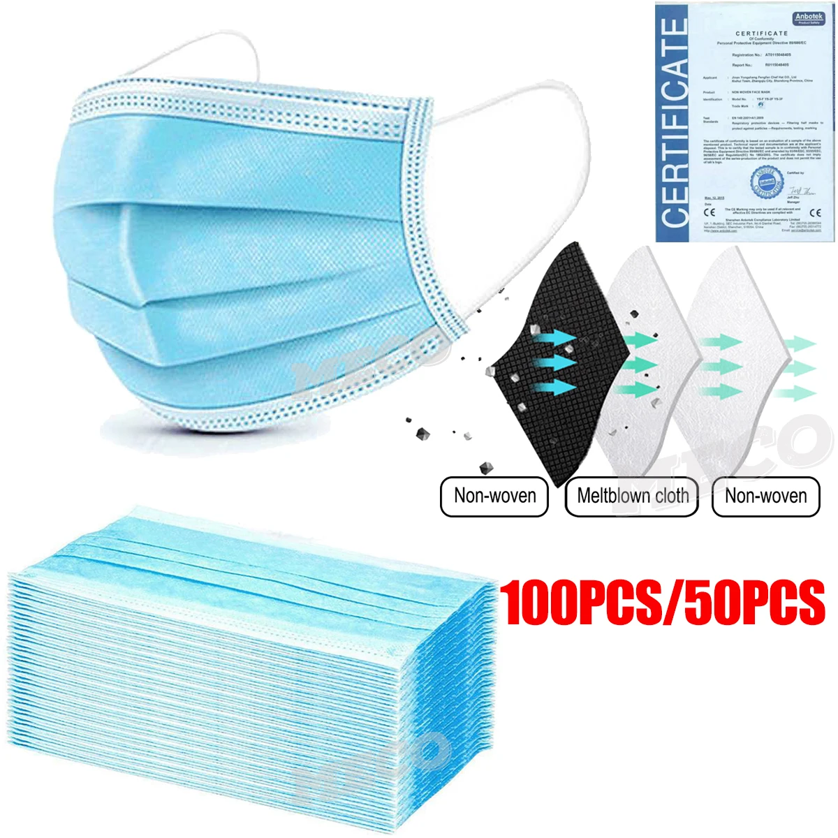 

100Pcs Disposable Mouth Face Protective Mask 3 Layers Dustproof Facial Protective Cover Masks Pad Safety