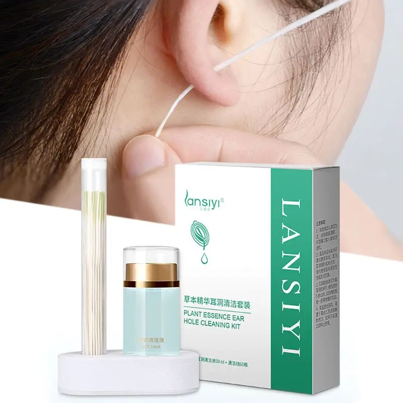 

Pierced Ear Cleaning Set Herb Solution Paper Floss Ear Hole Aftercare Tools Kit X7YB