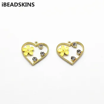 

New arrival! 24x25mm 50pcs Rhinestone Heart Charm/Connectors for Hand Made Earrings DIY parts,Jewelry Findings & Components