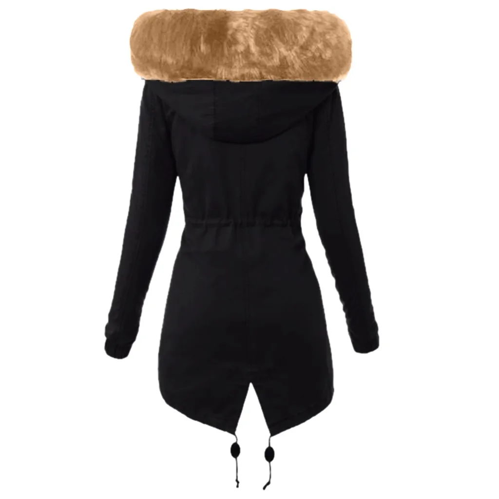 Jacket Women Thick Lining Fur Coat Hooded Mid Long Winter Coat Women Warm Casual Outwear Clothes Plus Size Chaqueta Mujer 19Oct