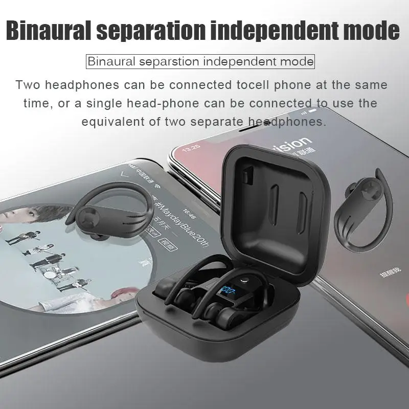 HiMISS B1 TWS Bluetooth наушники Беспроводные спортивные наушники BT 5,0 эргономичный дизайн наушники-вкладыши с 950 мАч зарядным отсеком