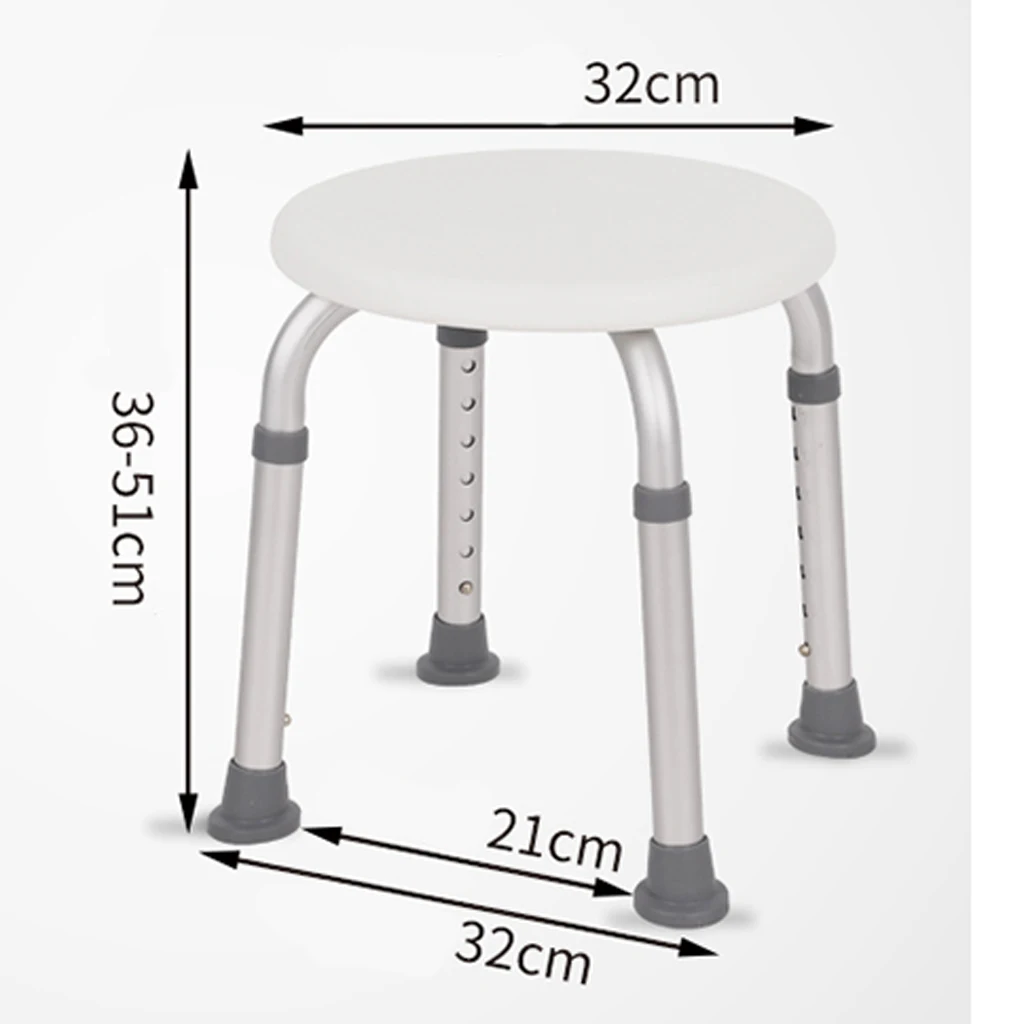 Adjustable Height Bath Stool Aluminum Alloy Bath Seat Anti-slip Shower Stool Chair For Elderly Handicap Home Bathroom Use