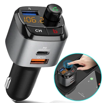 

Car Bluetooth 5.0 FM Transmitter Wireless Handsfree Audio Receiver MP3 Player Bass Sound Music Player FM Car Kit with 3 USB Port