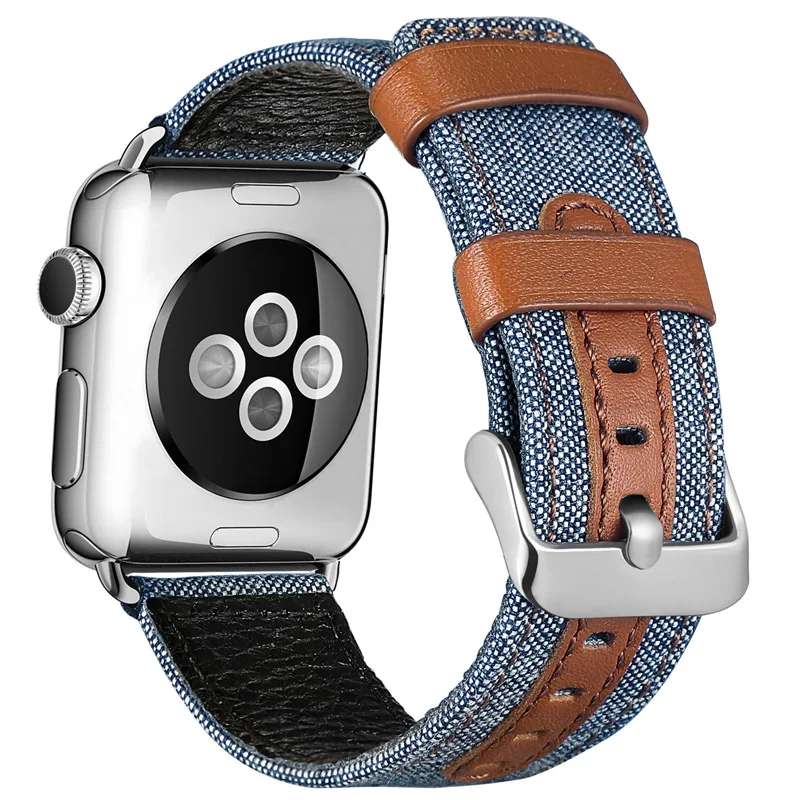 Модный тканевый и кожаный ремешок для Apple Watch 38 мм 42 iWatch 40 44 Серия 2 3 4 5 Ремешок