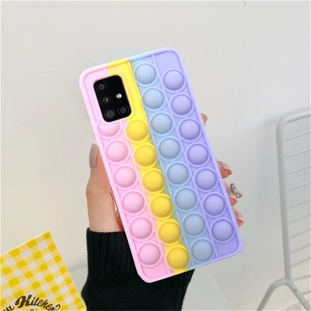 samsung silicone A32 A12 A11 A21 Push Bubble Pop Fidget Toy Phone Case Soft Cover for Samsung S10 Plus S20 A70 A50 A51 A71 A31 Stress Reliver Toy samsung cute phone cover Cases For Samsung