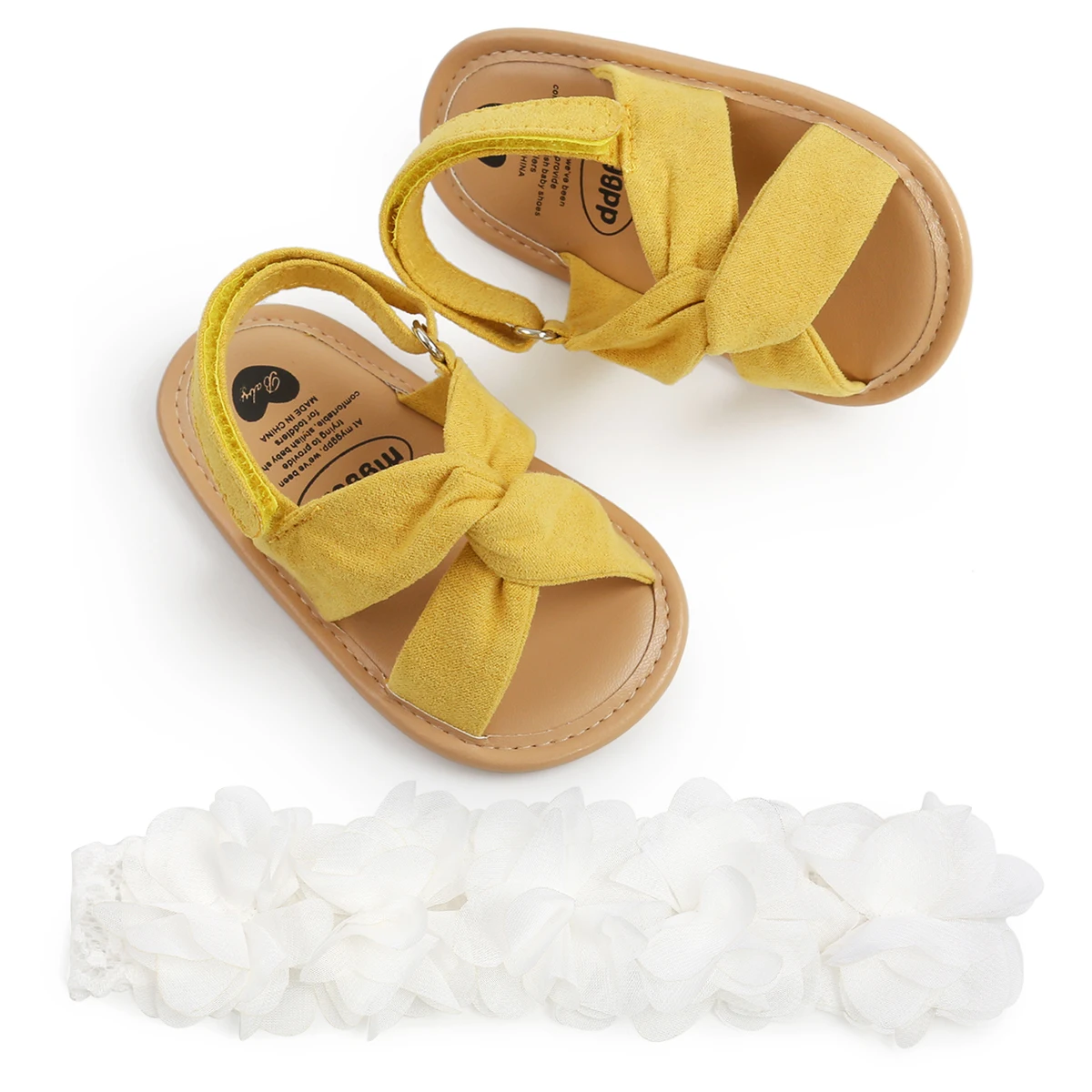 Candy Color Baby Girls Sandals Summer Newborn Toddler Soft Sole First Walkers Infant Anti-Slip Shoes Headband