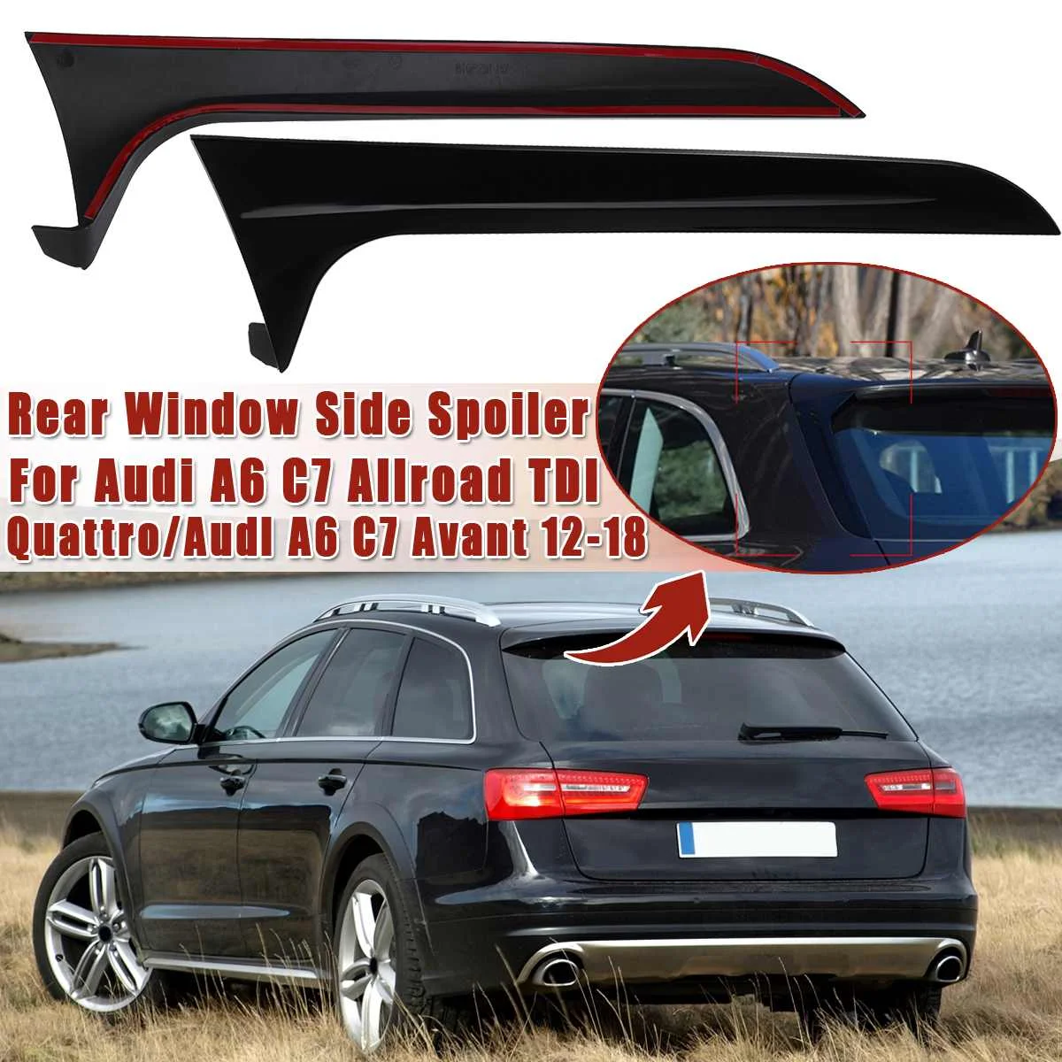 

Rear Behind Window Spoiler Side Strip Cover Trim Exterior Refit Kit Fit For Audi A6 C7 Allroad TDI Quattro/for Avant 2012-2018