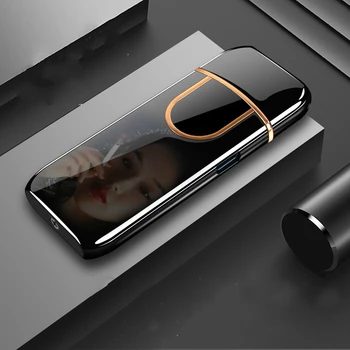 

New Ultra Thin USB Charging Lighter Touch Induction Electric Lighters Metal Windproof Electronic Cigarette Lighter Rechargeable