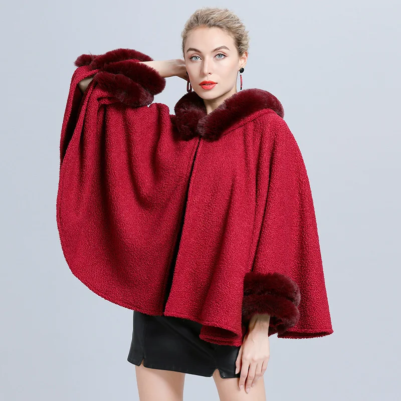 lus Decoratief Vertrappen Swyivy Vrouwen Winterjas Grote Maat Losse Imitatie Bontkraag Mantel Hooded  Lam Sjaal 2020 Winter Nieuwe Vrouwelijke Poncho Fluwelen oorlog| | -  AliExpress